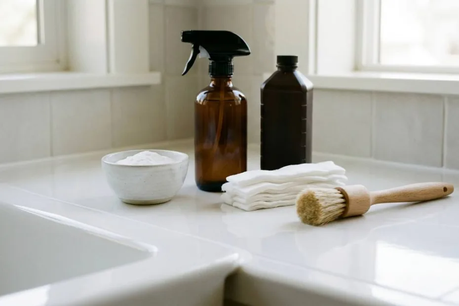 cómo limpiar la silicona blanca del baño y cocina con bicarbonato vinagre y agua oxigenada