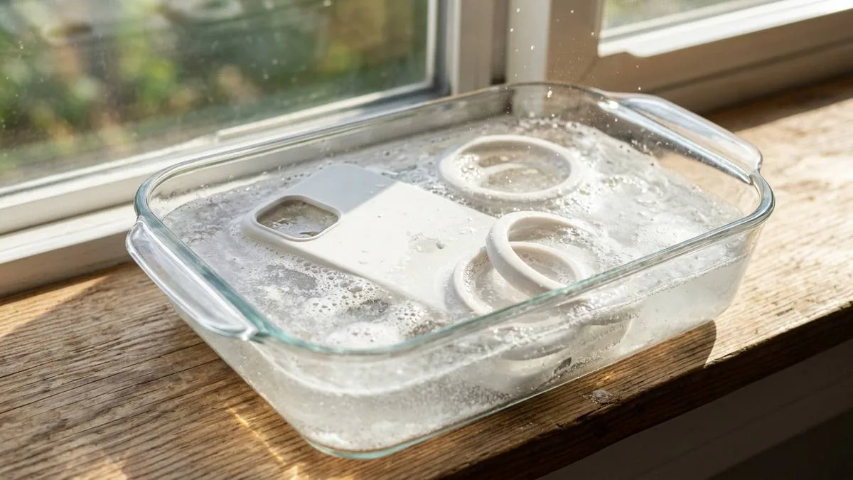 con que se limpia la silicona blanca o transparente amarillenta usando agua oxigenada al sol