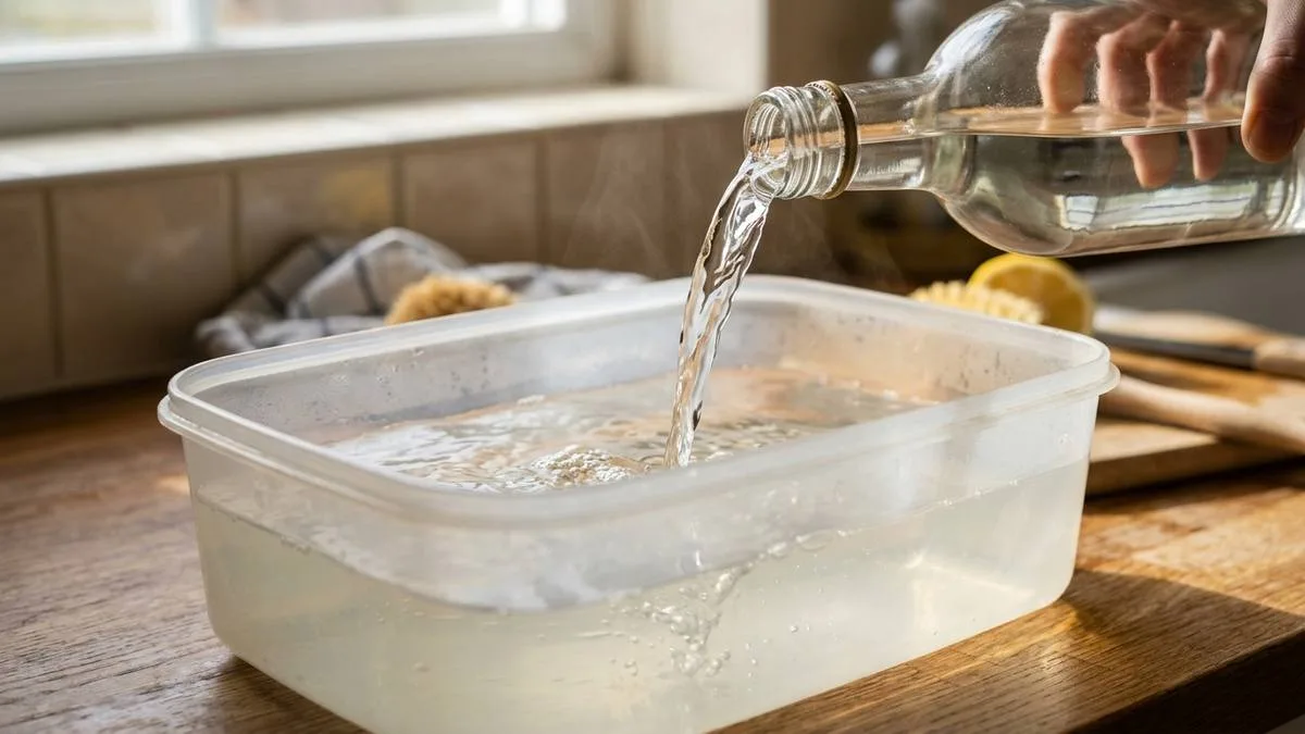 como quitar grasa de plastico con remojo de vinagre blanco y agua tibia